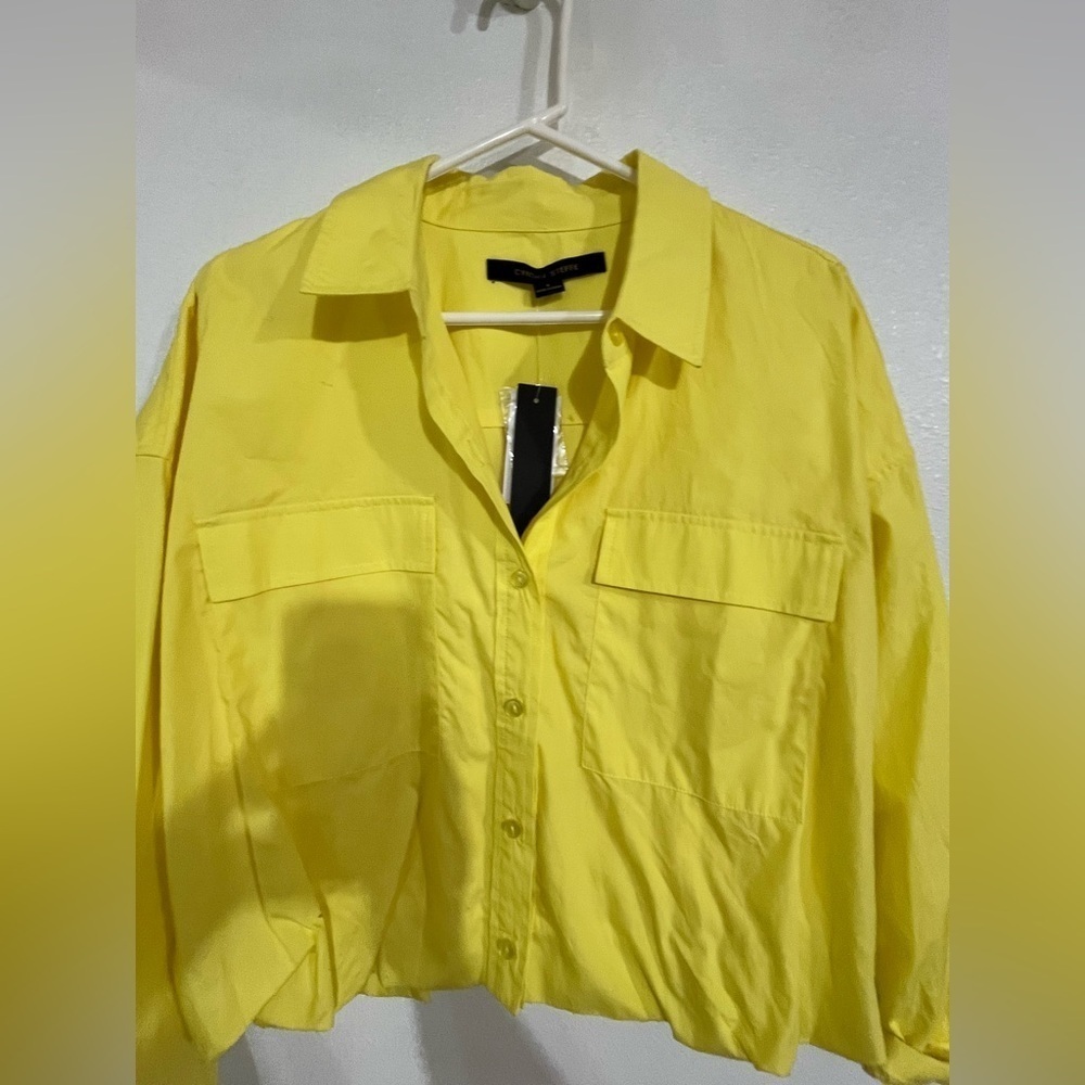 Cynthia Steffe button down cropped yellow shirt, size S NWT
